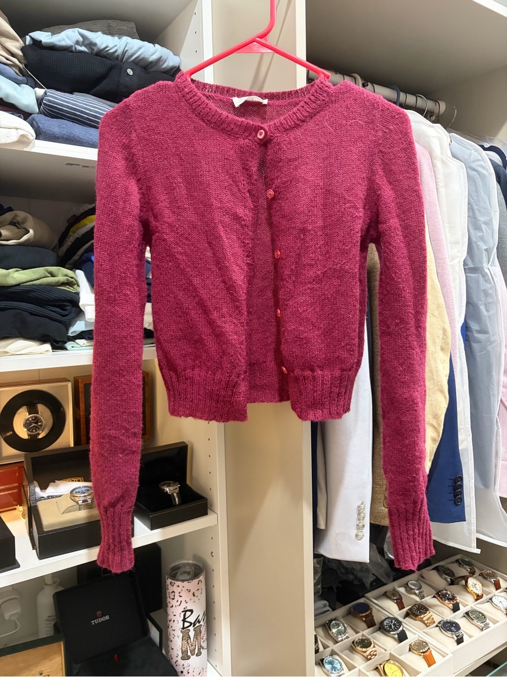 Storia Deep Pink Button-Up Knit Cardigan